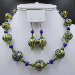 Murano Foil Glass & Lapis Set